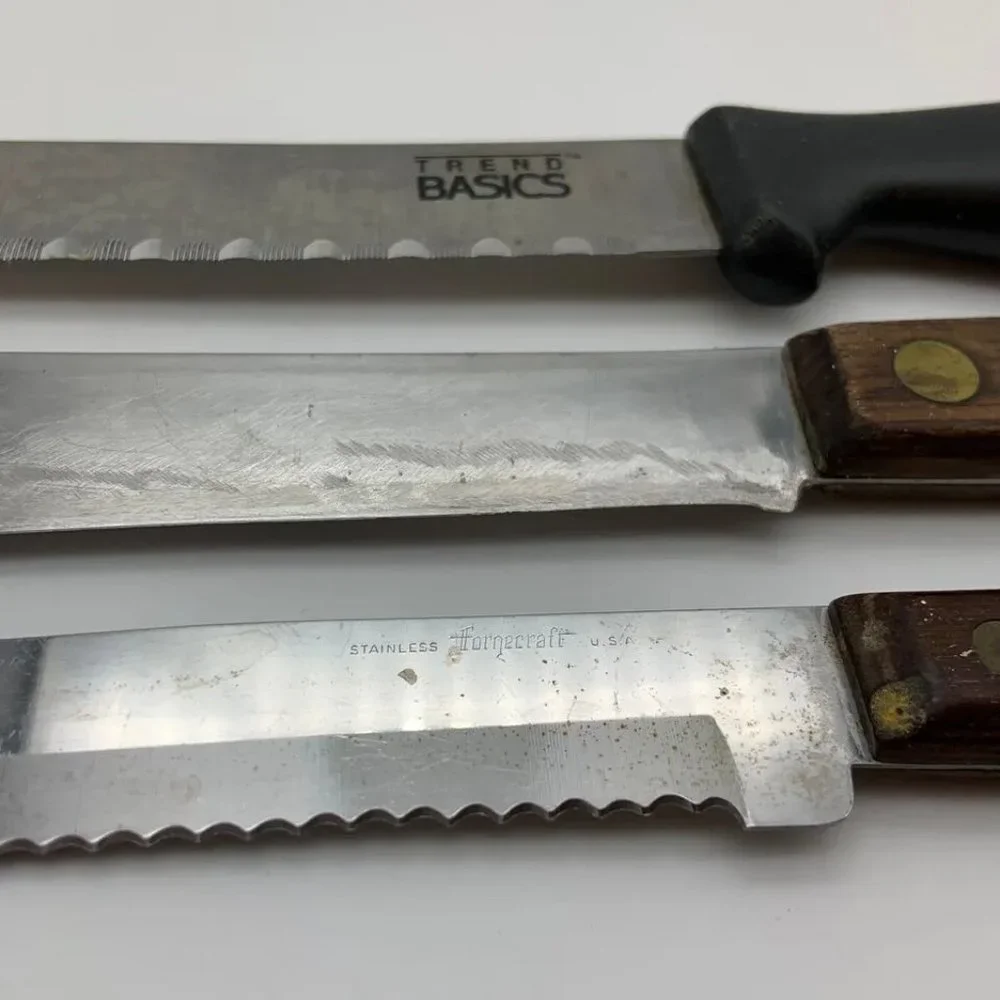 Set of 3 Vintage Unique Kitchen Knives Cutlery Set